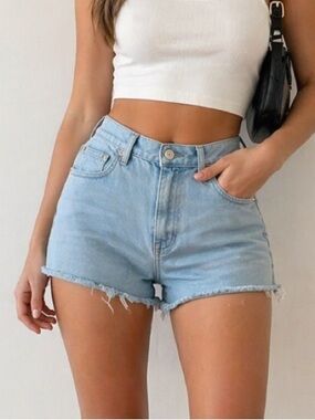 Forever 21 Blue Distressed Jean Shorts